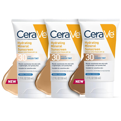 Cerave Hydrating Mineral Tinted Face Sunscreen Lotion - SPF 30 - 1.7 Fl Oz
