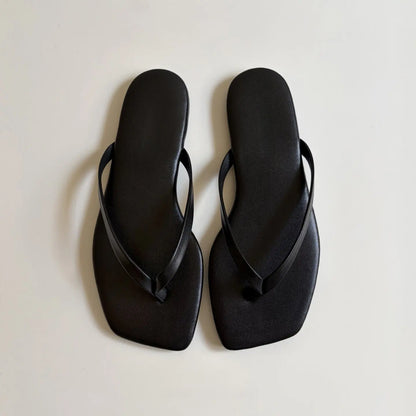 New Spring/Summer/Women PU Slippers Beach Sandals Outdoor Wild Fashion Ladies Square Head Flip Flops