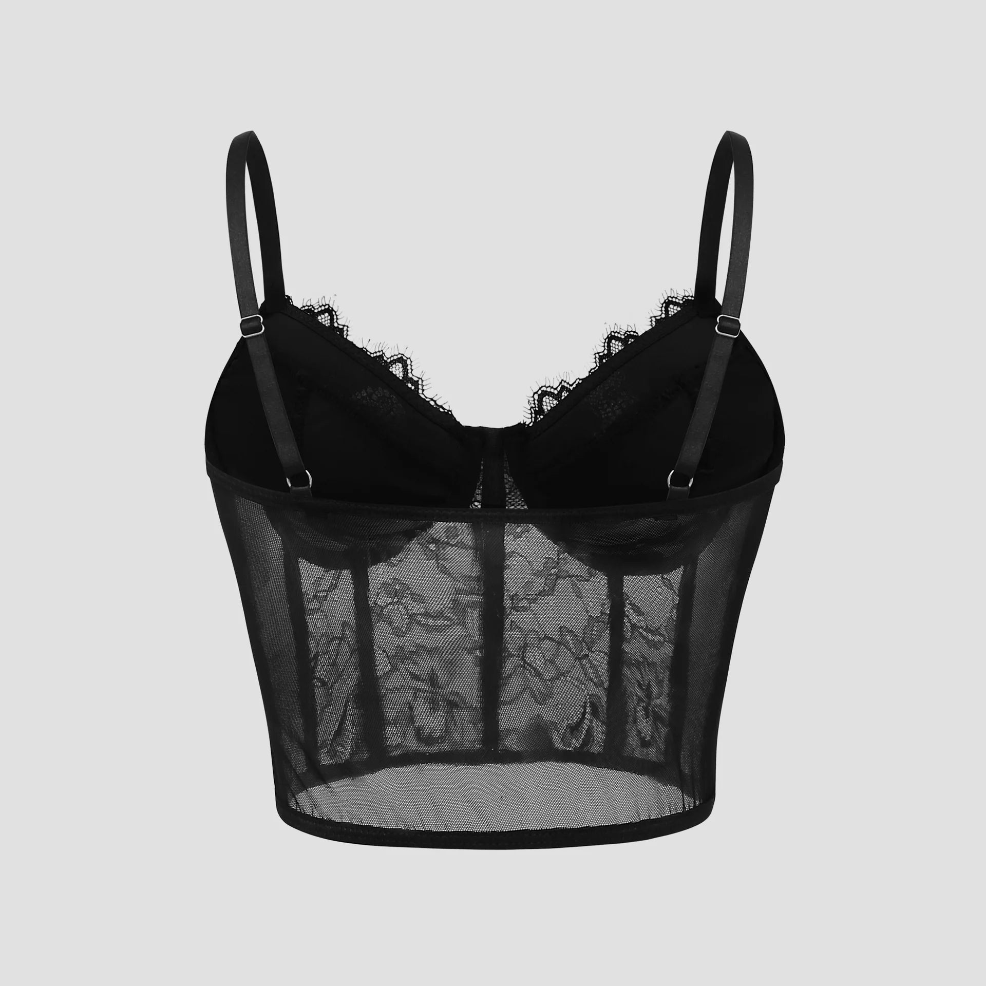 Sexy Black Semi Transparent Bra Mesh Push up Bralet Women'S Tube Top Corset Bustier Vest Club Party Crop Top Elegant Lingerie