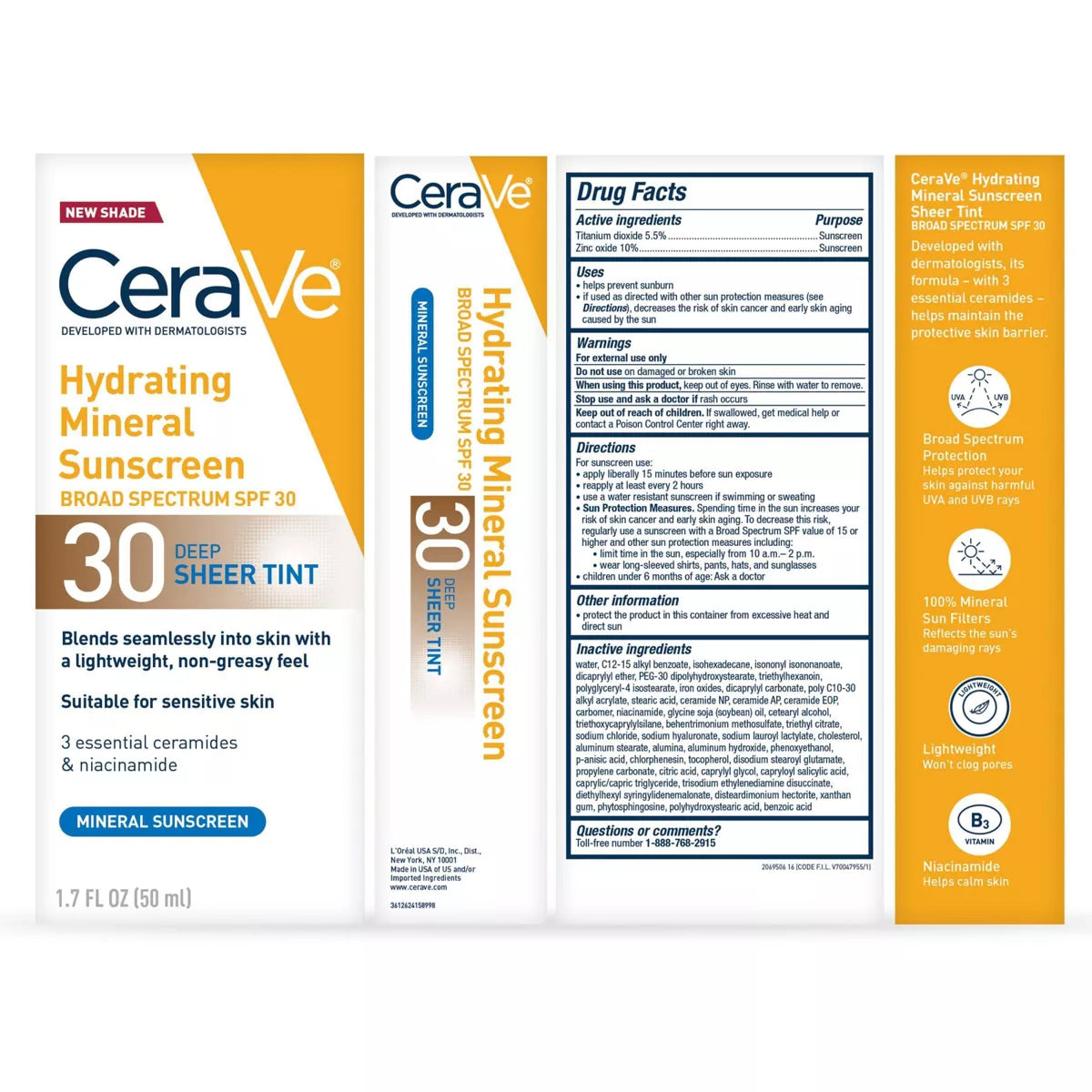 Cerave Hydrating Mineral Tinted Face Sunscreen Lotion - SPF 30 - 1.7 Fl Oz